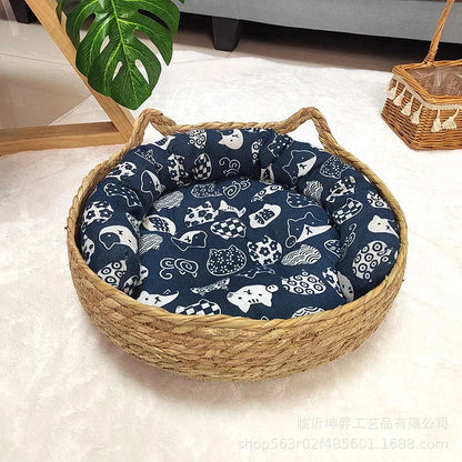 Cama de Rattan Trançado